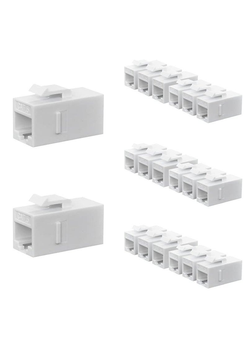 RJ45 CAT6 Keystone Coupler, 20 Pack Female to Female Plug-In Coupler, UTP CAT6 Keystone In-Line Coupler, White