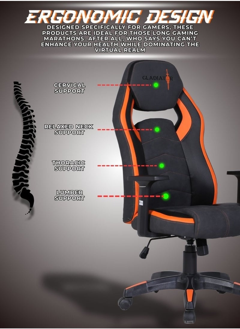 Multifunction High Quality Ergonomic Swivel Adjustable Height Gaming Chair Office Chair Leather High Back Reclining Function Ergonomic Design Comfortable Neck and Lumber Support Armrest Headrest Computer Chair for Home Office 65.5x128.5 cm