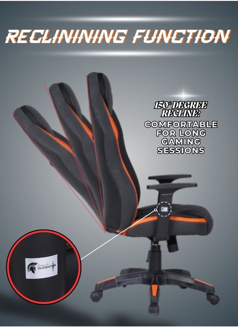 Multifunction High Quality Ergonomic Swivel Adjustable Height Gaming Chair Office Chair Leather High Back Reclining Function Ergonomic Design Comfortable Neck and Lumber Support Armrest Headrest Computer Chair for Home Office 65.5x128.5 cm