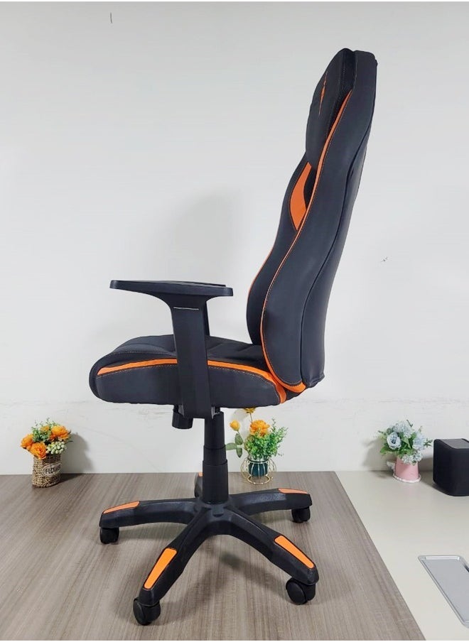 Multifunction High Quality Ergonomic Swivel Adjustable Height Gaming Chair Office Chair Leather High Back Ergonomic Design Comfortable Neck and Lumber Support Armrest Headrest Computer Chair for Home Office 65.5x128.5 cm