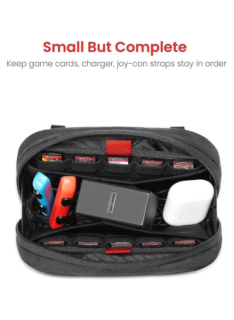 tomtoc Switch Game Bag with 2 Cardboards (40 Cartridge Slots) for Nintendo Switch (OLED/Lite) Game Cards, Portable Slim Soft Case with Large Capacity for Switch Joy-con Strap, Charger