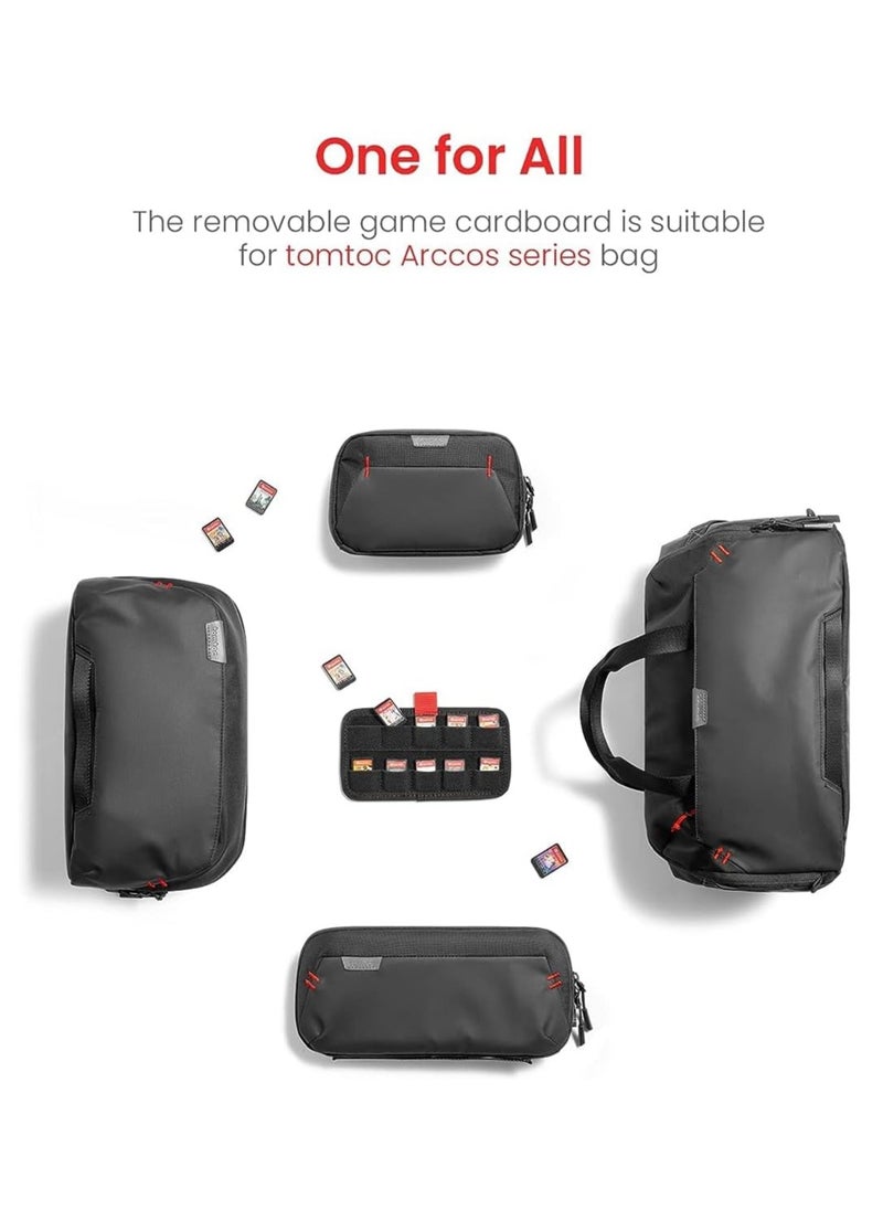 tomtoc Switch Game Bag with 2 Cardboards (40 Cartridge Slots) for Nintendo Switch (OLED/Lite) Game Cards, Portable Slim Soft Case with Large Capacity for Switch Joy-con Strap, Charger