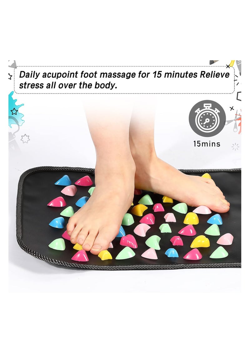 Foot Massage Mat, Reflexology Walk Massager Mats Acupressure Foot Pad Acupoint Mat for Blood Circulation Body Foot Leg Pain Relieve Relief (68 x 13inch)