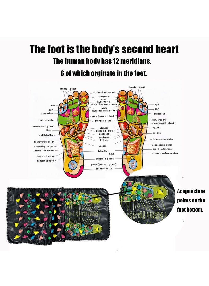 Foot Massage Mat, Reflexology Walk Massager Mats Acupressure Foot Pad Acupoint Mat for Blood Circulation Body Foot Leg Pain Relieve Relief (68 x 13inch)