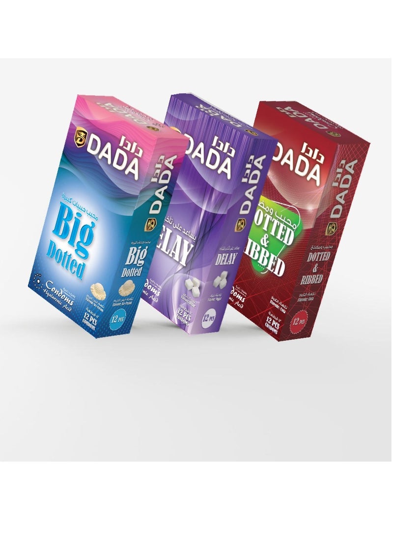 Dada Condoms Big Dotted/Delay/Dotted & Ribbed 12's