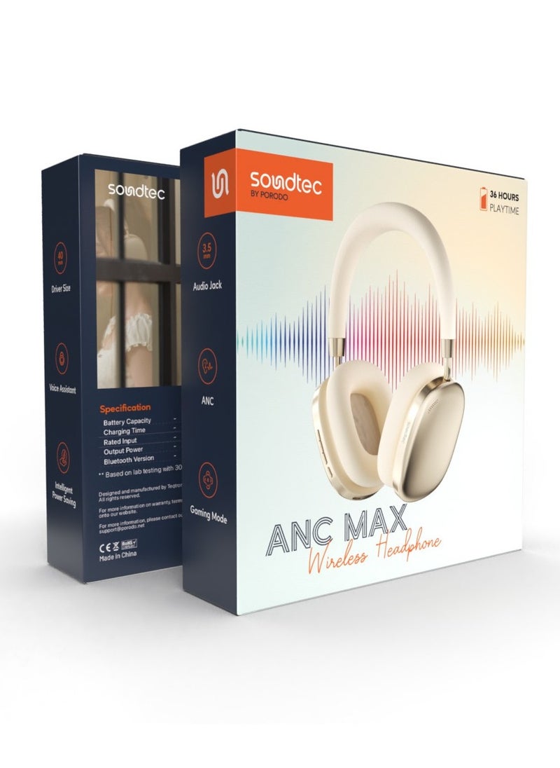 Soundtec Airpodmax ANC Headphone - Gold