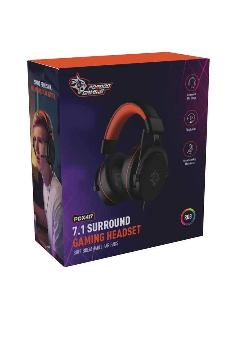 Porodo Gaming PC RGB ENC Gaming Headphones - Black