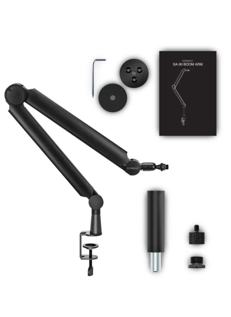 SA-30 Microphone Boom Arm, 360° Rotatable Mic Stand With 6 inch Riser, Microphone Holder with 1/4