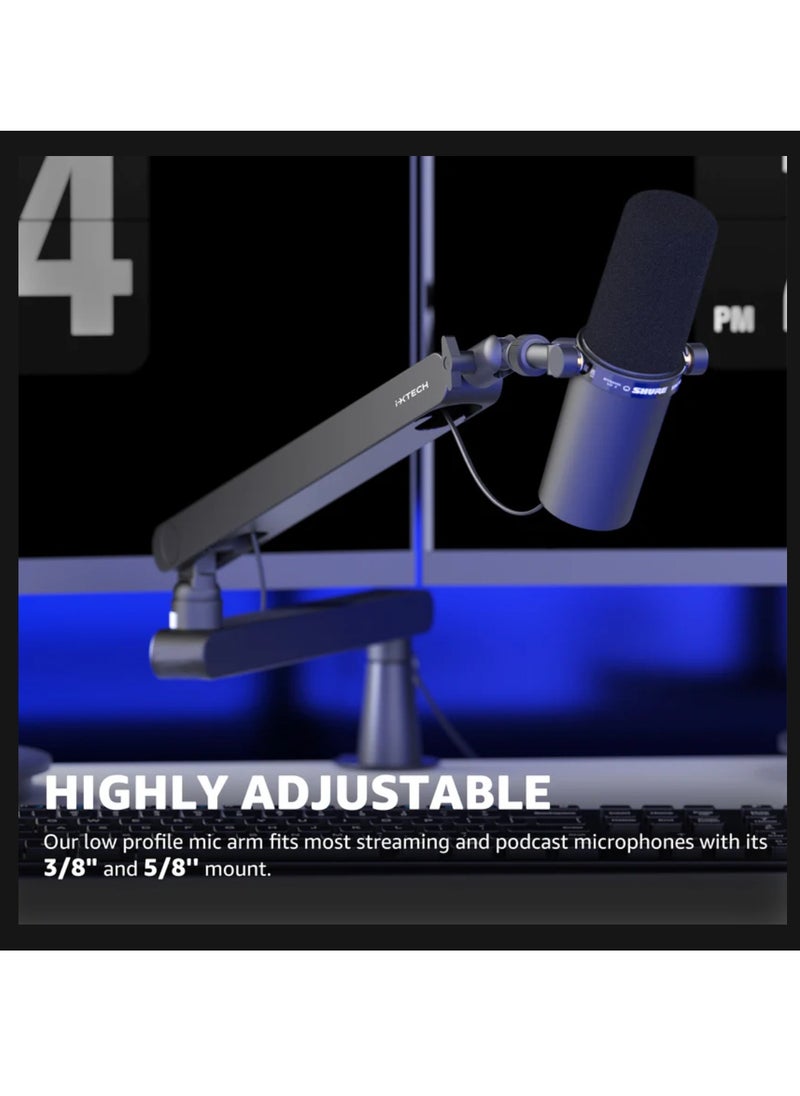 Lizard Boom Arm MI0 Mic Arm Desk Mount, Low Profile 360° Swivel Mic Boom Arm, Adjustable Microphone Arm With Detachable Rise Column And Built-In Cable Management Microphone Stand For Streaming And Recording Mic Stand