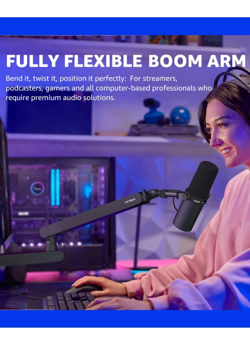 Lizard Boom Arm MI0 Mic Arm Desk Mount, Low Profile 360° Swivel Mic Boom Arm, Adjustable Microphone Arm With Detachable Rise Column And Built-In Cable Management Microphone Stand For Streaming And Recording Mic Stand