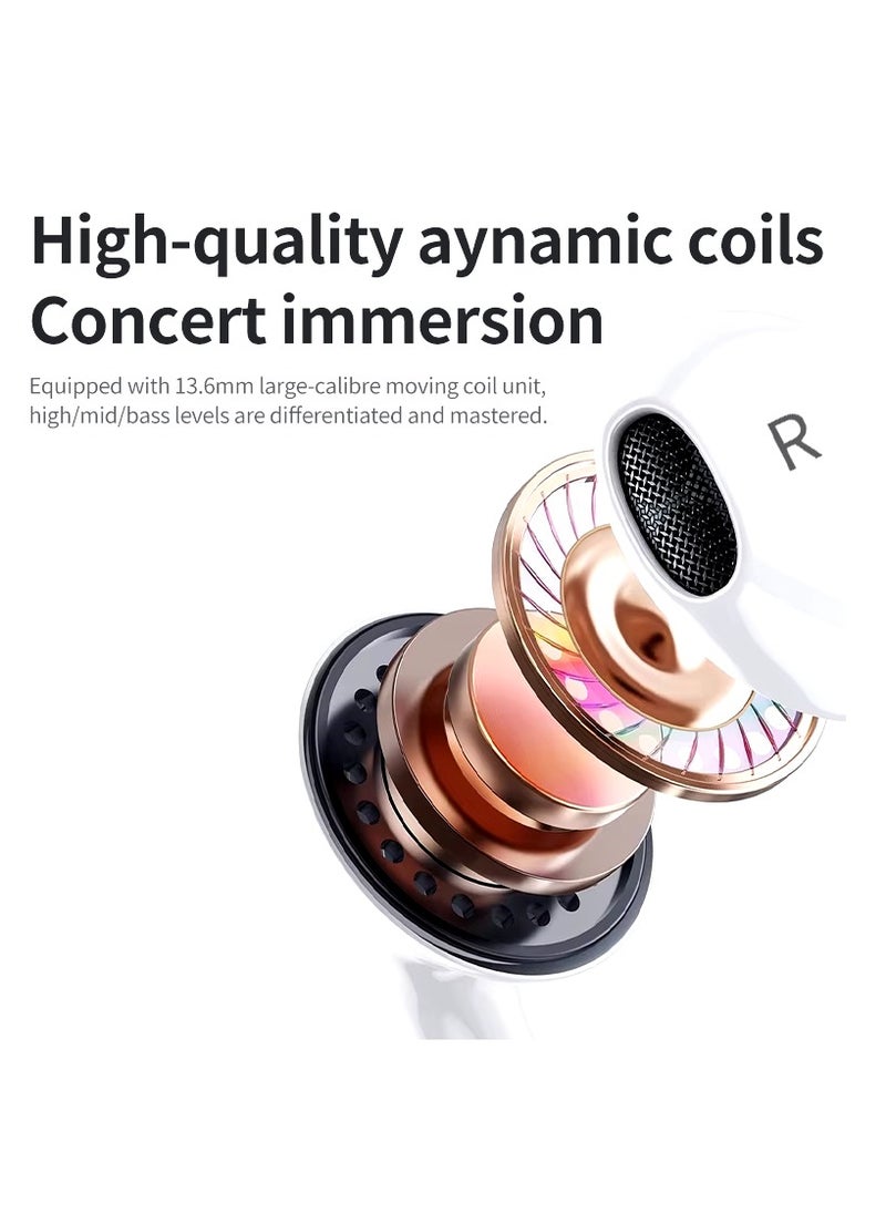 Earphones with Type-C Connector - Immersive Sound, Crystal-Clear Audio, Deep Bass, Ergonomic Design for Ultimate Comfort & All-Day Secure Fit