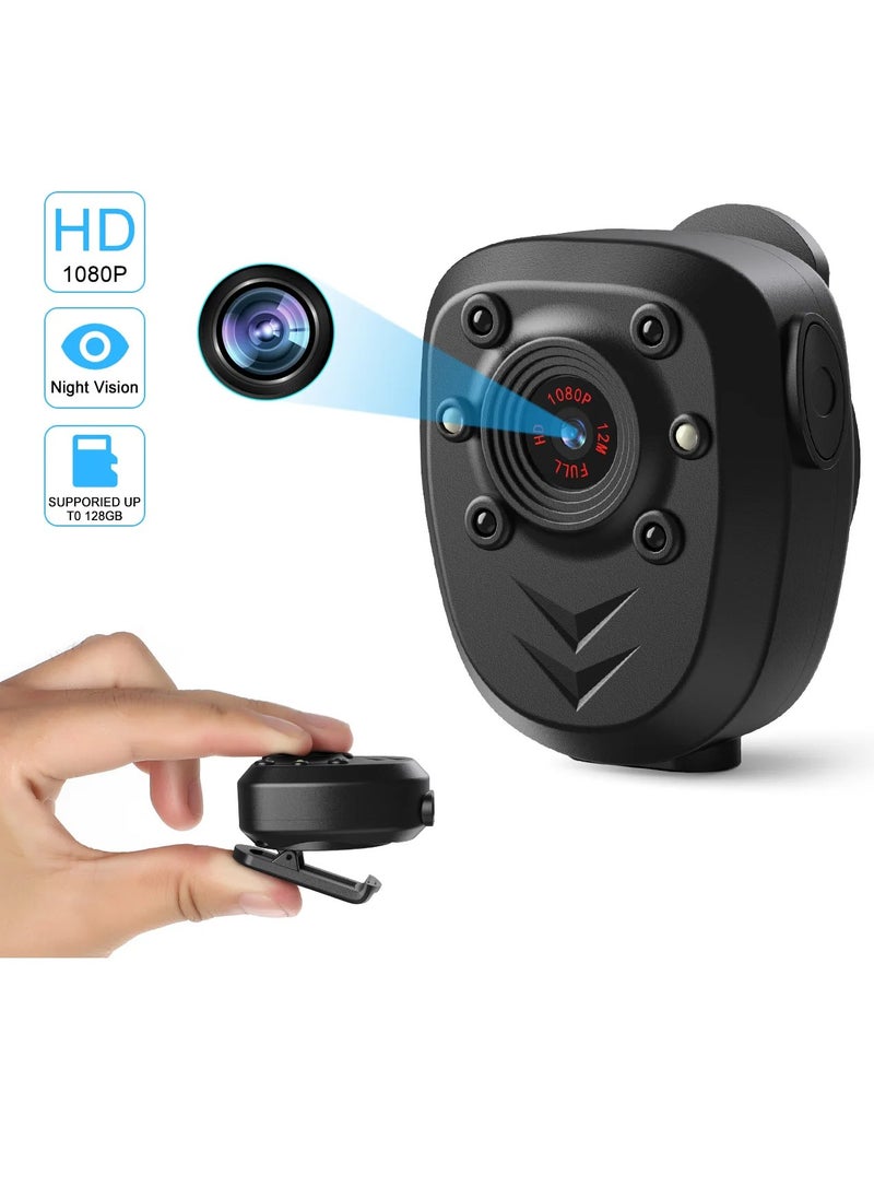 Mini Body Camera, HD Police Body Lapel Worn Video Camera, Night Vision Led Light Cam Recorder, Mini Video Recording Camera For Home, Outdoor, Security Guard, (16GB, Black Pack Of 2pcs)