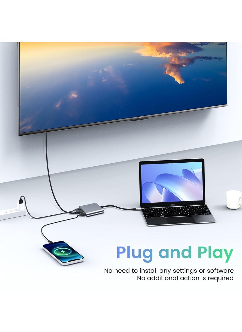 USB C to HDMI Adapter USB Type C Adapter Multiport AV Converter with 4K HDMI Output USB C Port & USD3.0 Fasting Charging Port Compatible for MacBook Pro/Air 2019/2018 iPad Pro 2019