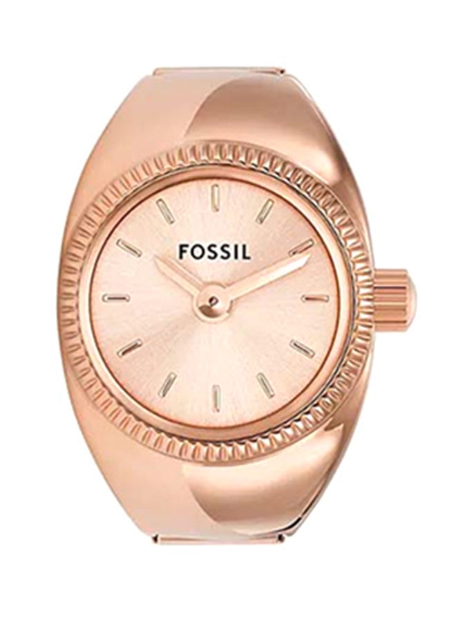 Women's Watch Ring Two-Hand Rose Gold-Tone Stainless Steel