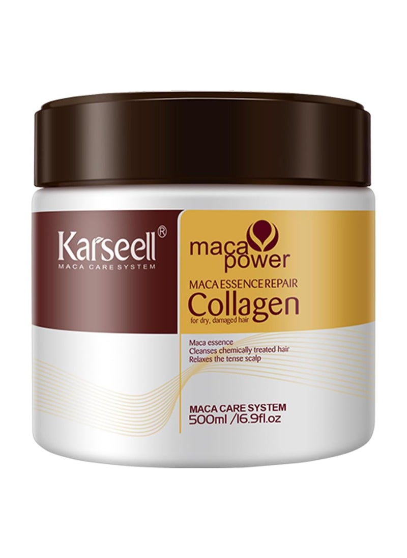 Karseell Collagen Hair Treatment Deep Repair Conditioning Argan Oil Collagen Hair Mask Essence for Dry Damaged Hair All Hair Types 500ml