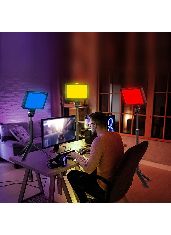 USB Video Conference Lighting Kit with 1 * LED Video Light 5600K Dimmable + 1 * Desktop Tripod + 1 * 180° Rotatable Mounting Adapter + 4 * Color Filters(Red/Yellow/Blue/White)