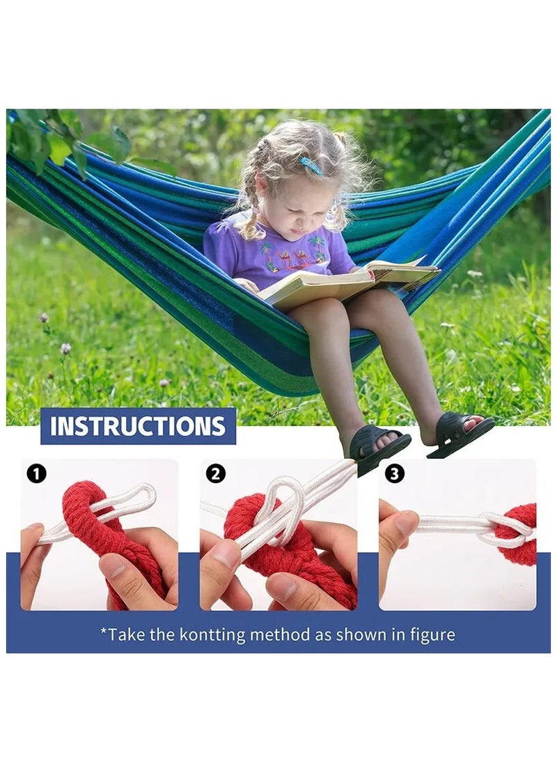 Outdoor Canvas Hammock with Tree Ropes - Camping Swing Hammock, Load-Bearing Up to 200kg, Perfect for Garden, Patio, Backyard