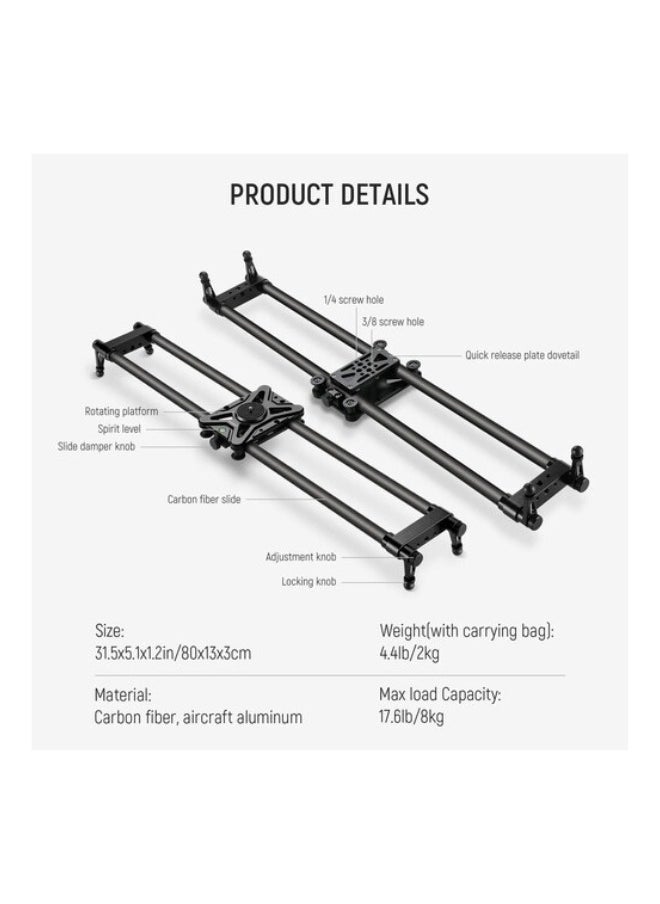 Neewer CS80CM Carbon Fiber Camera Slider and Carry Bag (31.5