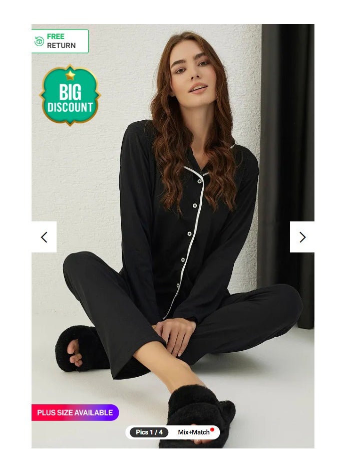 Buttoned Pajama Set for Comfort and Style