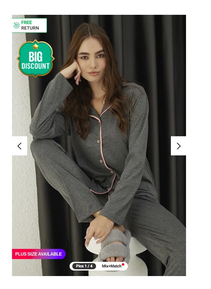 Buttoned Pajama Set for Comfort and Style