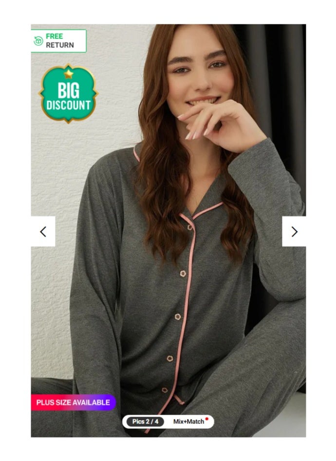 Buttoned Pajama Set for Comfort and Style