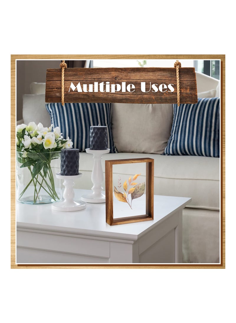 2 Piece Rustic Floating Frames Pressed Flower Display Frames Double-Sided Acrylic Frames Wooden Plant Specimen Frames Double-Sided Photo Display Herbarium Specimen Frames For Desktop