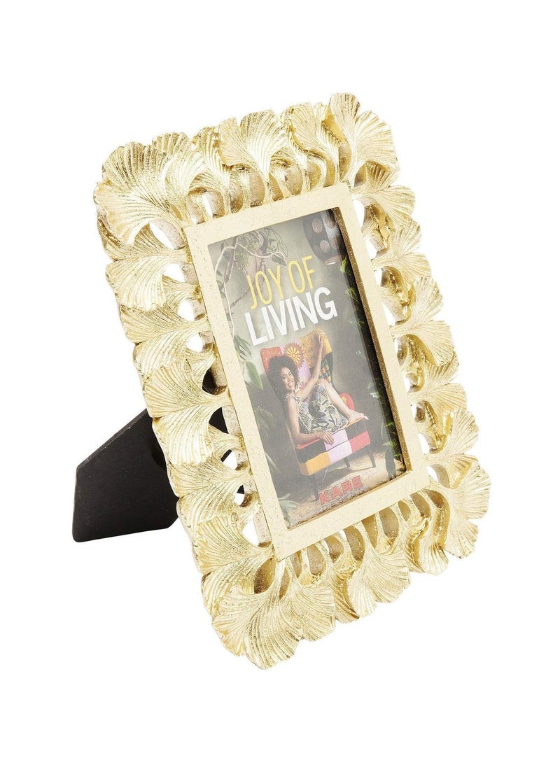 Ginkgo Gold Handcrafted Picture Frame - 10x15 cm, Decorative Table Frame, Unique Gift Idea