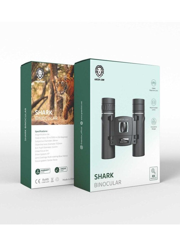 Green Lion Shark Binoculars, 8X Magnification, Suitable for Outdoor Activities