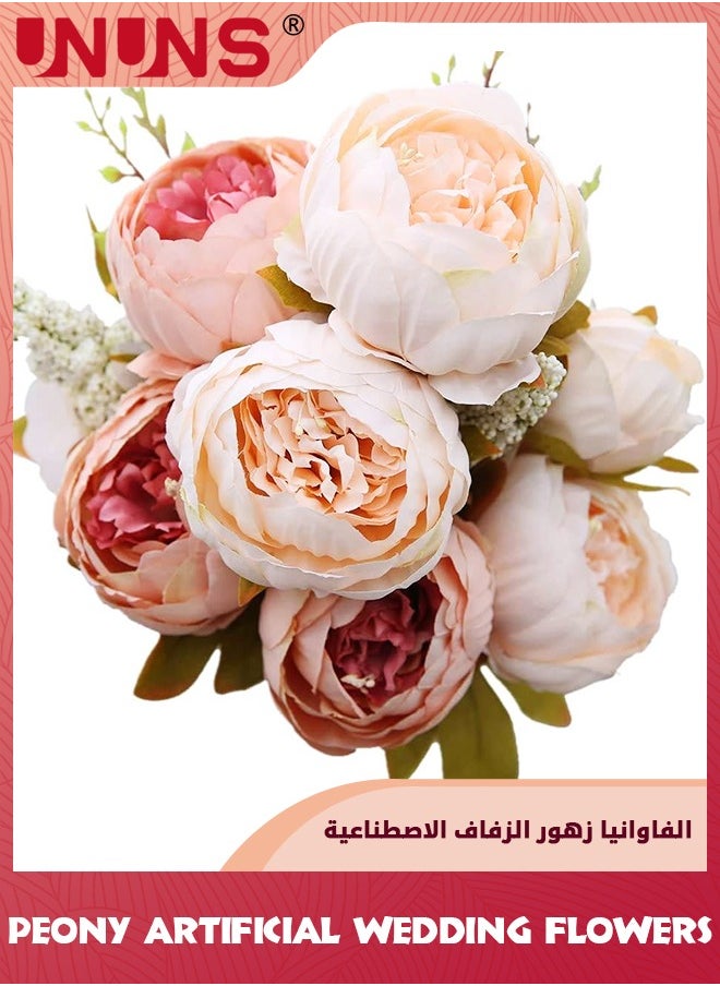 Artificial Flowers Bouquet,Fake Flowers Vintage Artificial Peony,Table Decoration Arrangement Bouquet For Home Office Vintage  Wedding Party Decor Gift Wrapping,Light Pink