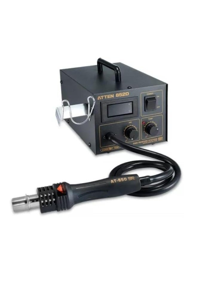 ATTEN AT-852D Hot Air Station Digital Adjustable Temperature Control 500W with Anti-Static Design Ideal for SMD Soldering and Desoldering