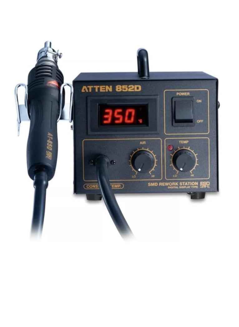 ATTEN AT-852D Hot Air Station Digital Adjustable Temperature Control 500W with Anti-Static Design Ideal for SMD Soldering and Desoldering