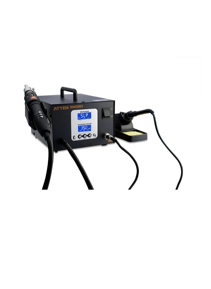 ATTEN AT-8502D 2-in-1 Rework Station 50W to 550W Adjustable Power Soldering and Hot Air Station with Digital Temperature Control LCD Display and ESD Safe Design for Electronics Repair