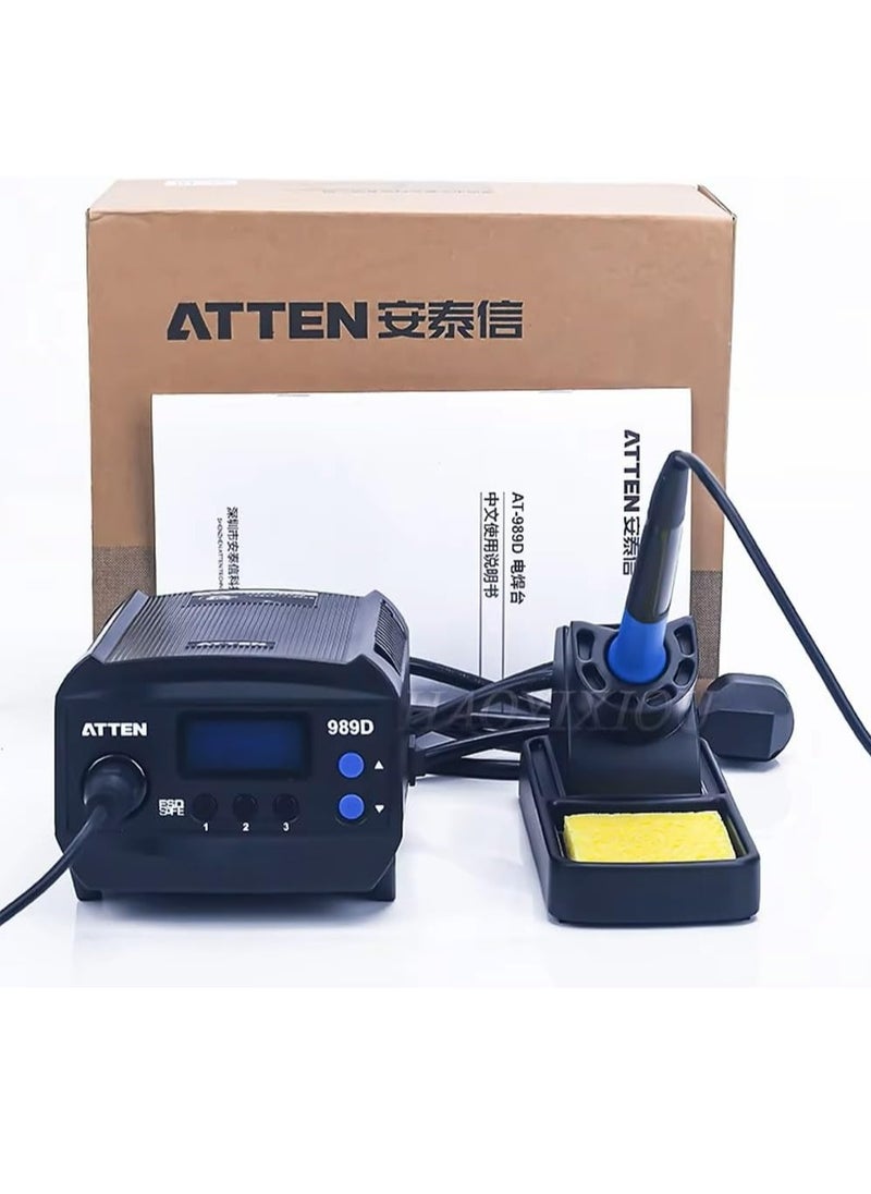 ATTEN AT-989D 65W Soldering Station Digital Temperature Control with LCD Display High-Precision Soldering Iron for Electronics Repair PCB Assembly and SMD Rework