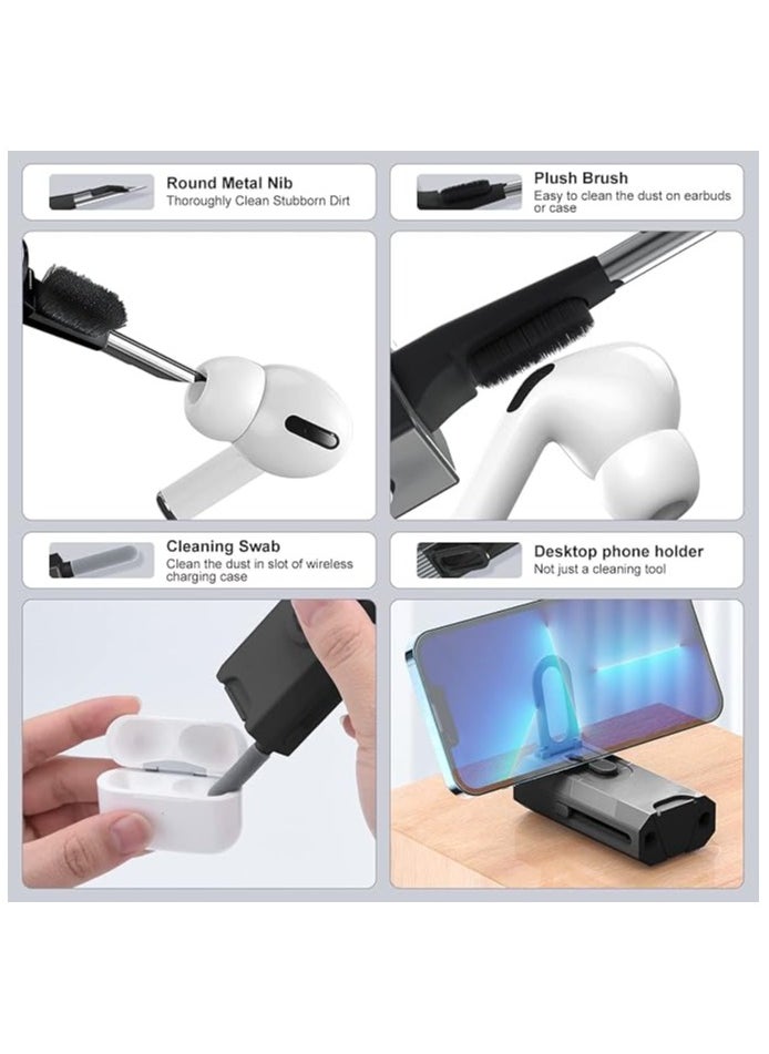 8-in-1 Electronic Cleaner Kit, طقم تنظيف لوحة المفاتيح, ® Keyboard Cleaner kit, Portable Multifunctional Cleaning Tool for PC Monitor/Earbud/Cell Phone/Laptop/Computer/Bluetooth Earphones(Black)