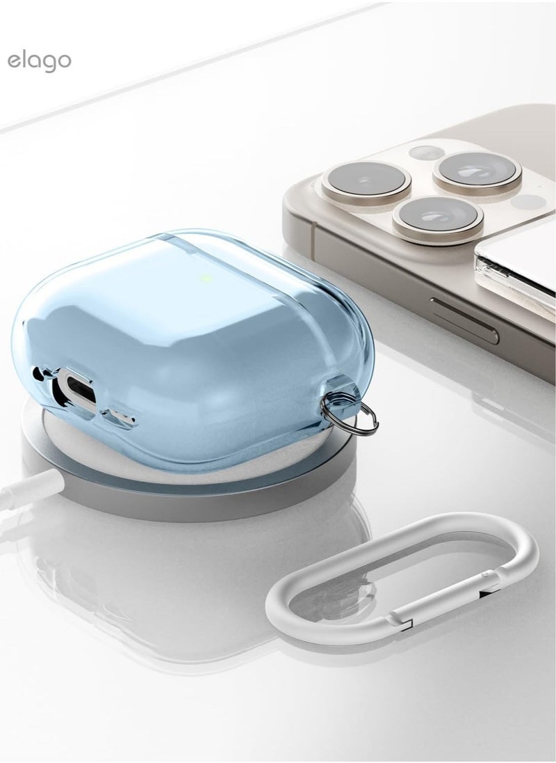 elago Clear Hang compatible with AirPods 4 case cover (2024) with Carabiner - Aqua Blue