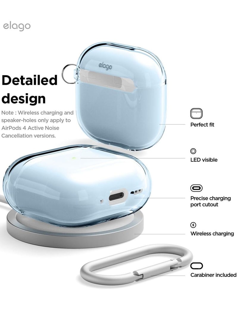 elago Clear Hang compatible with AirPods 4 case cover (2024) with Carabiner - Aqua Blue