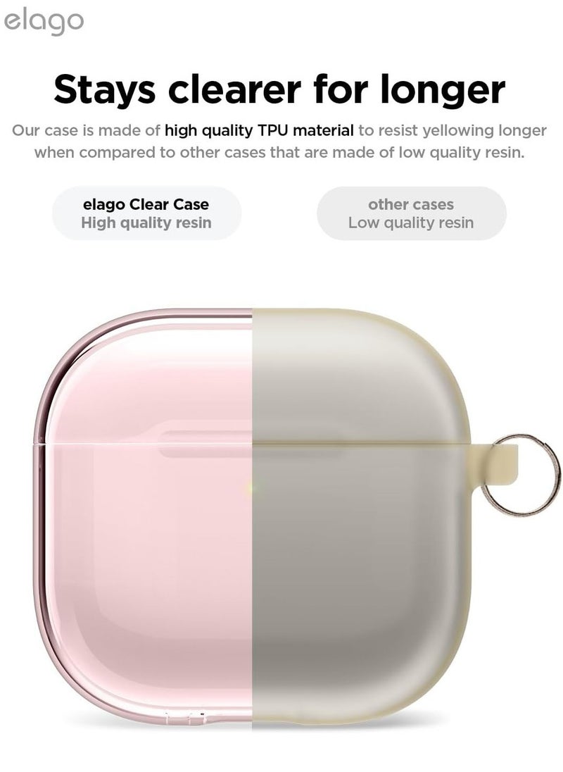 elago Clear Hang compatible with AirPods 4 case cover (2024) with Carabiner - Lovely Pink