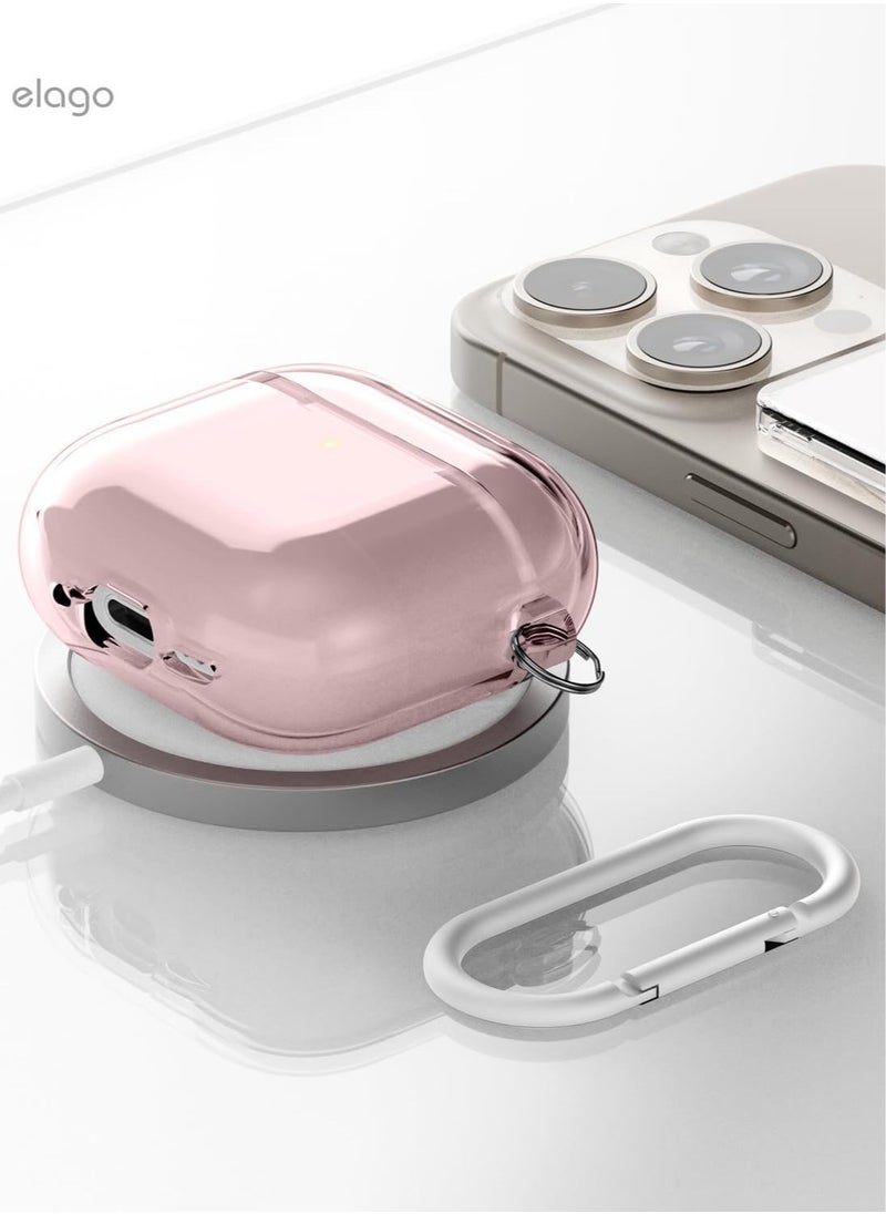 elago Clear Hang compatible with AirPods 4 case cover (2024) with Carabiner - Lovely Pink