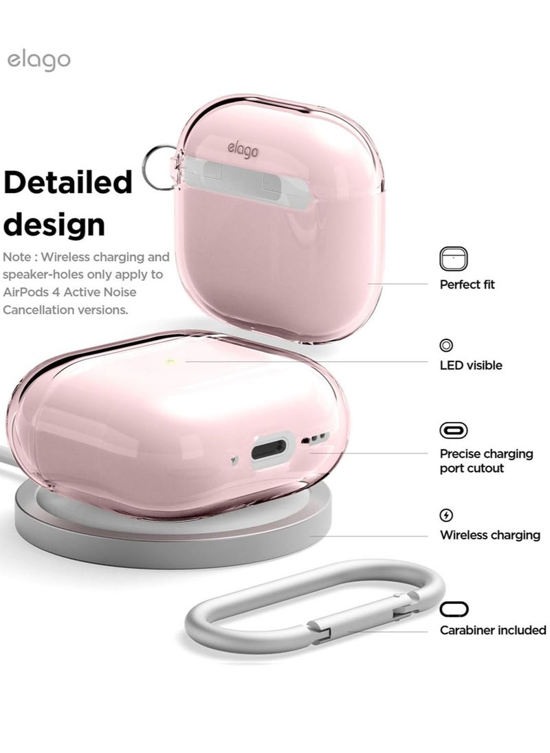 elago Clear Hang compatible with AirPods 4 case cover (2024) with Carabiner - Lovely Pink