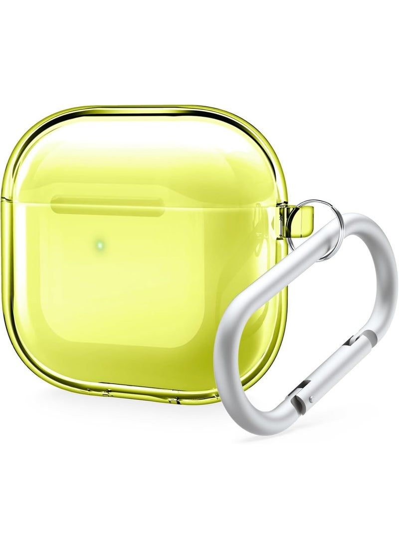 elago Clear Hang compatible with AirPods 4 case cover (2024) with Carabiner - Neon Yellow