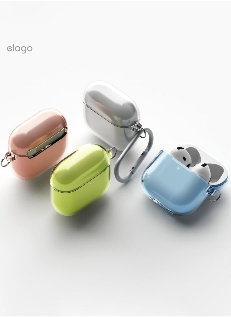 elago Clear Hang compatible with AirPods 4 case cover (2024) with Carabiner - Neon Yellow