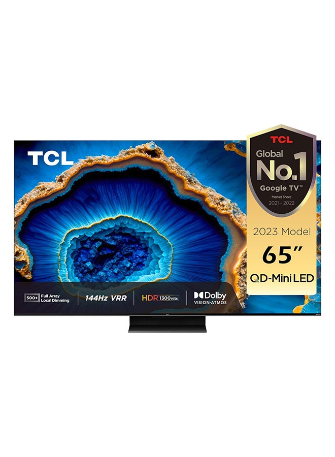 65 Inch TV 4K QD-Mini LED Smart Google TV Game Master 2.0 Dolby Vision IQ-Atmos HDR 1300 Nits Peak IMAX Enhanced 144HZ VRR - (2023 Model) 65C755 Black