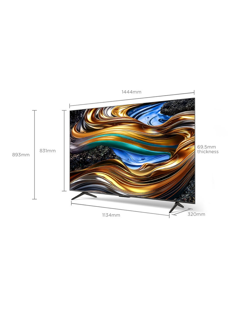 Television 65 Inch Smart TV, Google TV, 4K UHD, 60Hz MEMC, 120Hz VRR, DLG 120Hz, Dolby Vision Atmos, HDR10+, DTS Virtual X, Wide Color Gamut, Slim & Unibody Brushed Titanium (2024) 65P755 Black