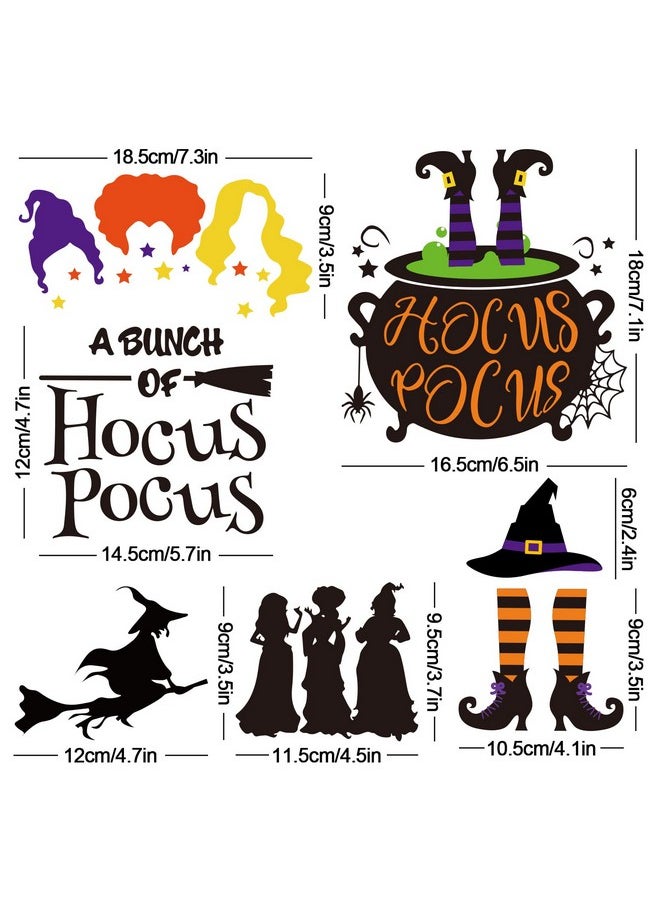 4Pcs Halloween Window Decals Crazy Witches Hocus Pocus Window Clings Bats Spider Webs Owl Witch Pvc Stickers For Halloween Party Home Office Window Glass Mirror Decoration 8.9 X 11.8