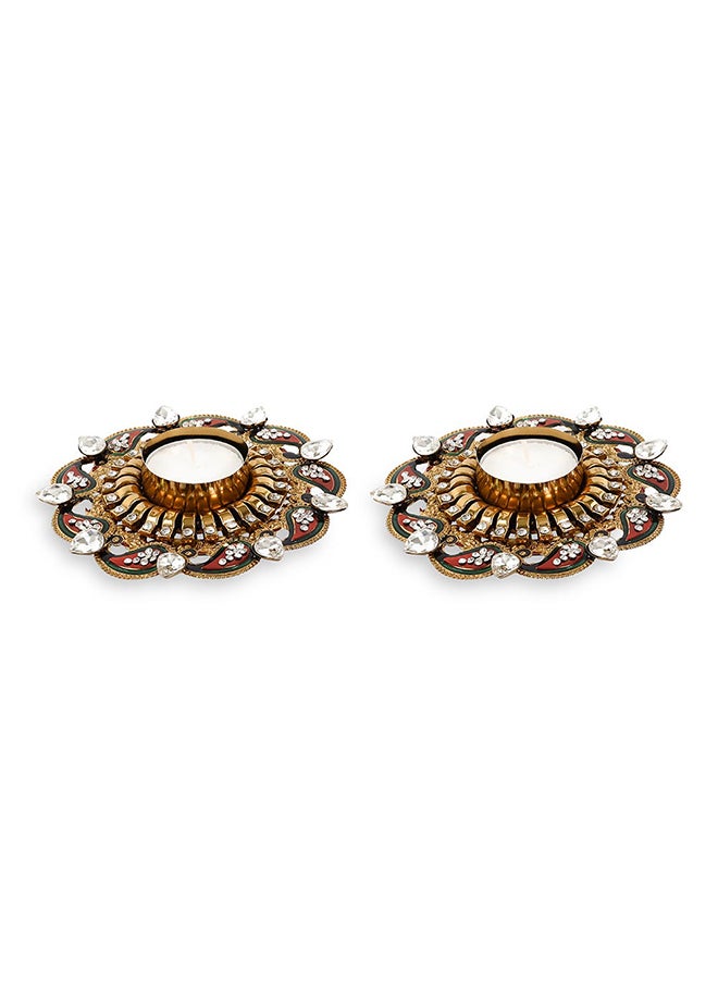 2-Piece Hiral Patra Diyas, Multicolour