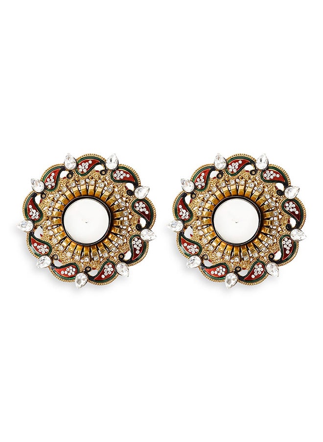 2-Piece Hiral Patra Diyas, Multicolour