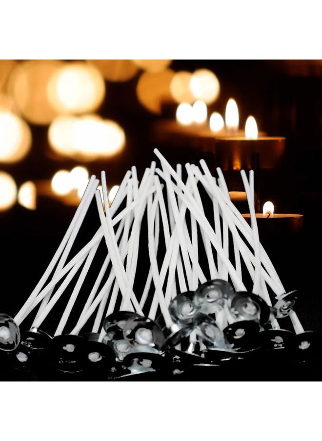 50-Piece Pre Waxed Candle Wicks White/Silver