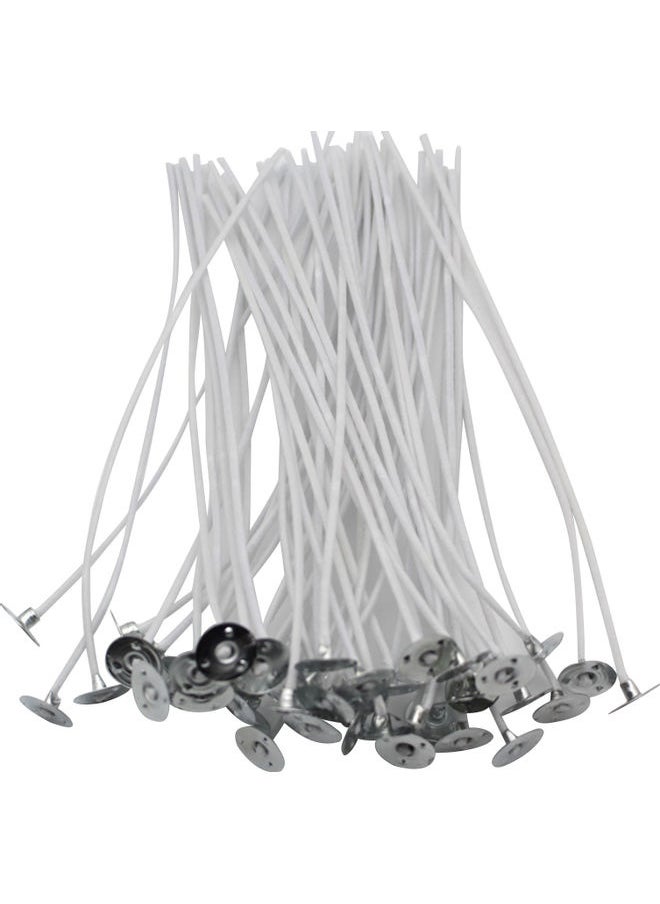 50-Piece Pre Waxed Candle Wicks White/Silver