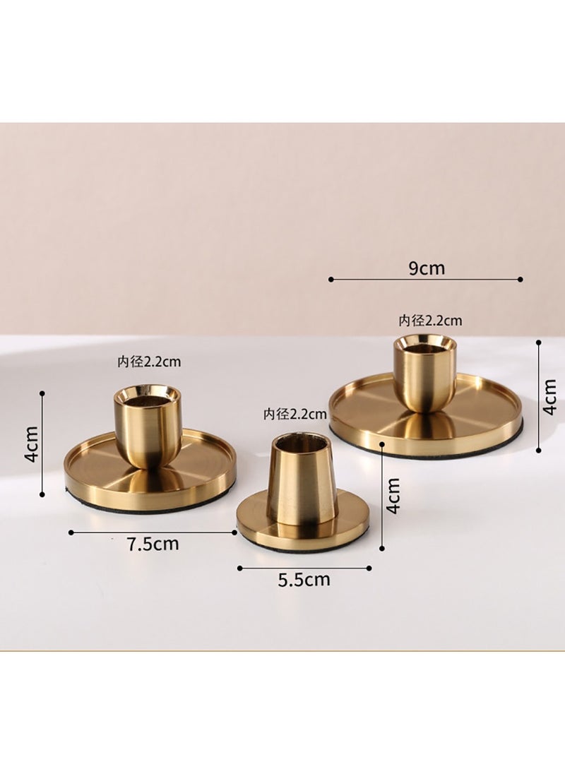 Candlestick Holders,Set of 3 Gold Brass Candlestick Stand for Anniversary Celebration Dinning Coffee Table Decorative Party Candelabra Candle Stand