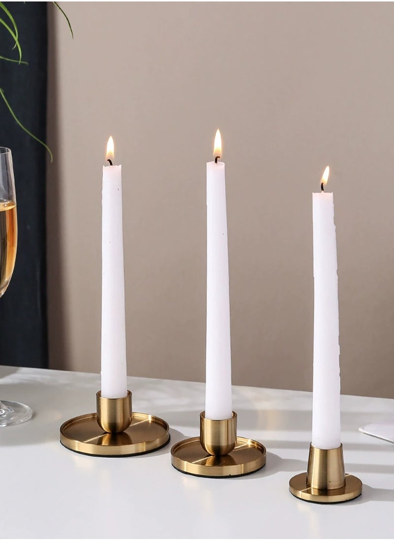 Candlestick Holders,Set of 3 Gold Brass Candlestick Stand for Anniversary Celebration Dinning Coffee Table Decorative Party Candelabra Candle Stand